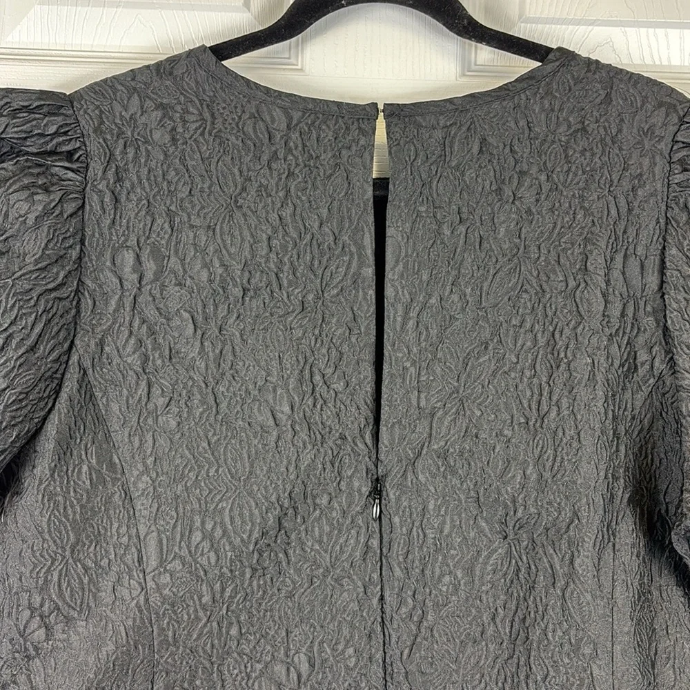J. Crew collection black puff sleeve textured organza top sz xxl